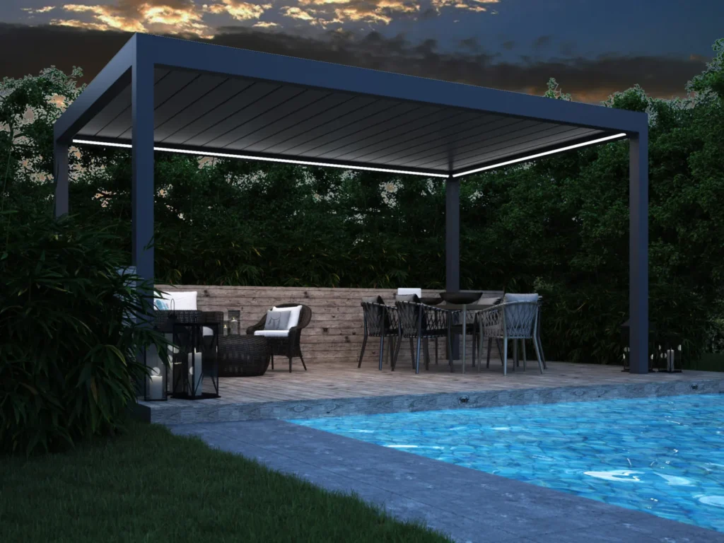 Gördülőtetős pergola