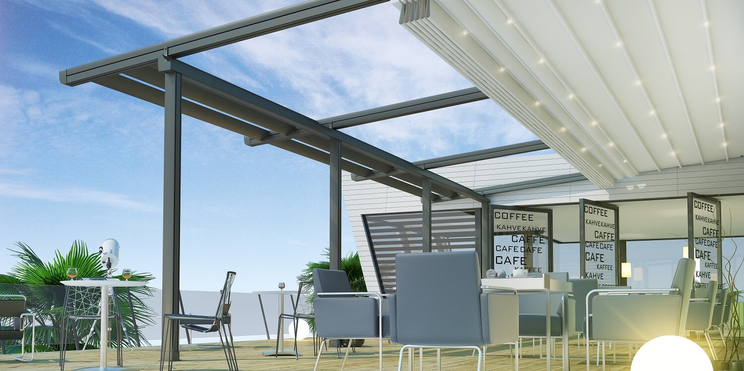 Gördülőtetős pergola